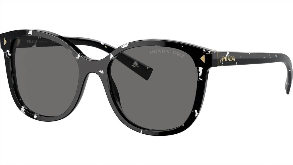 NEW PRADA women's round style sunglasses in black crystal tortoise/grey